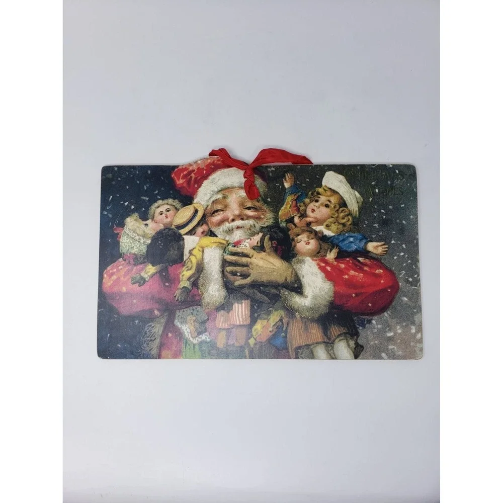 Moonlight & Roses Santa Christmas Wall Plaque Marta E Peters Holiday Decor